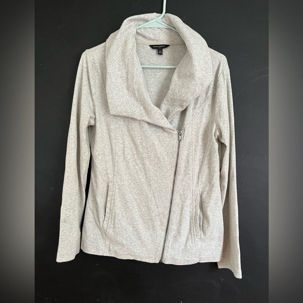 BANANA REPUBLIC Soft Heather Grey Cross Body Zip Up Lightweight Jacket-Women’s M